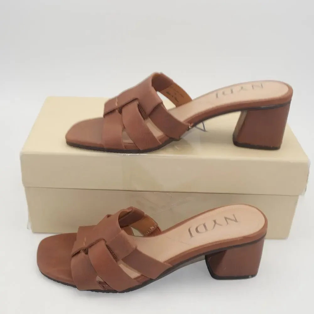 NEW NYDJ Gloriana Mule Brown Leather Sandals Women's 7